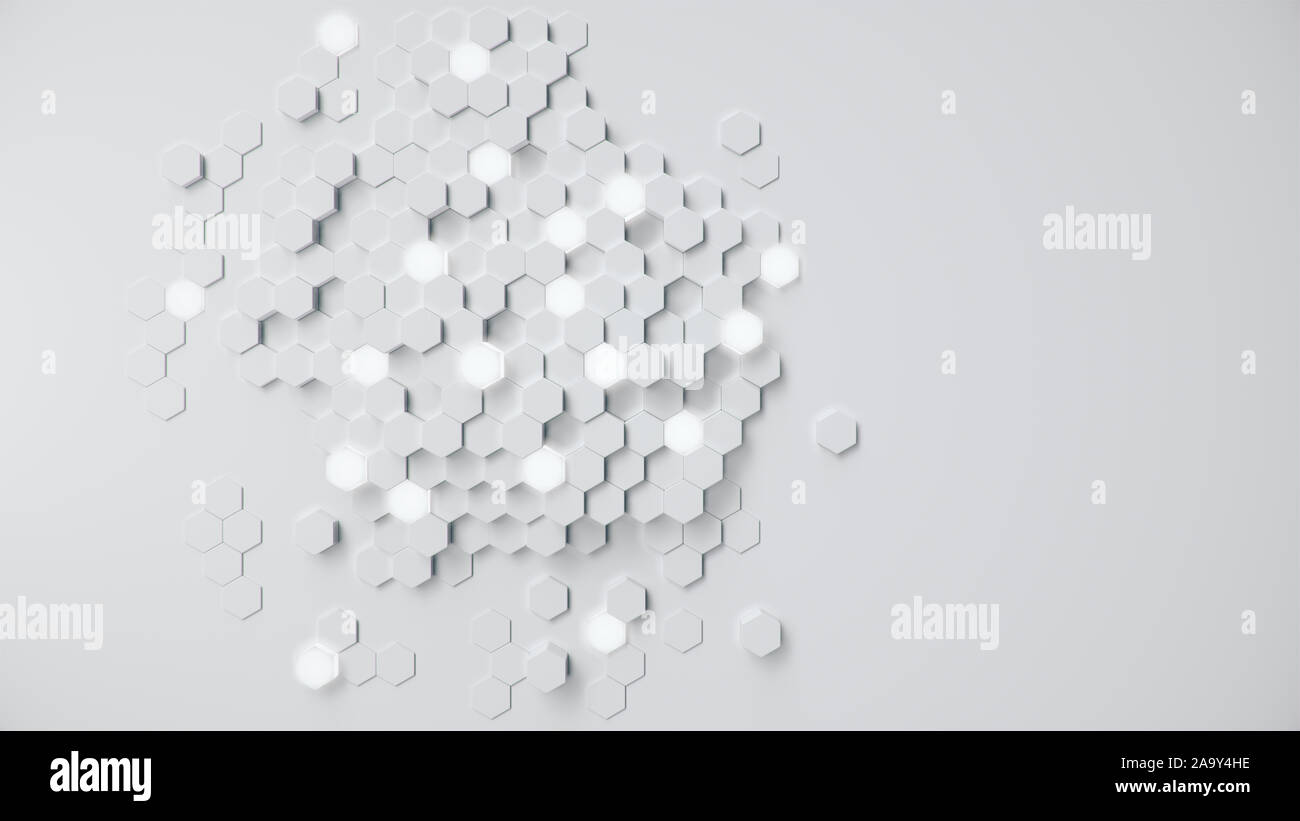 White geometric hexagonal abstract background. Surface polygon pattern ...