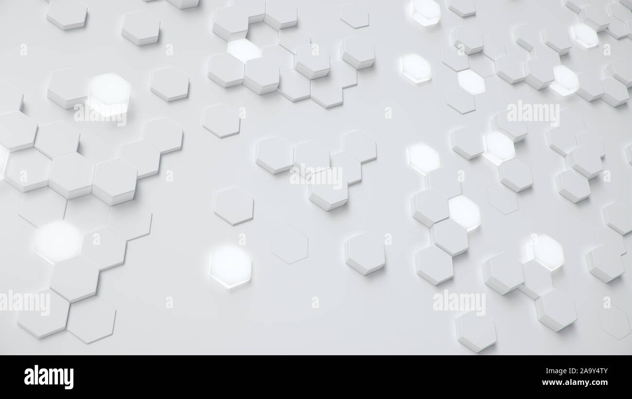 White geometric hexagonal abstract background. Surface polygon pattern ...