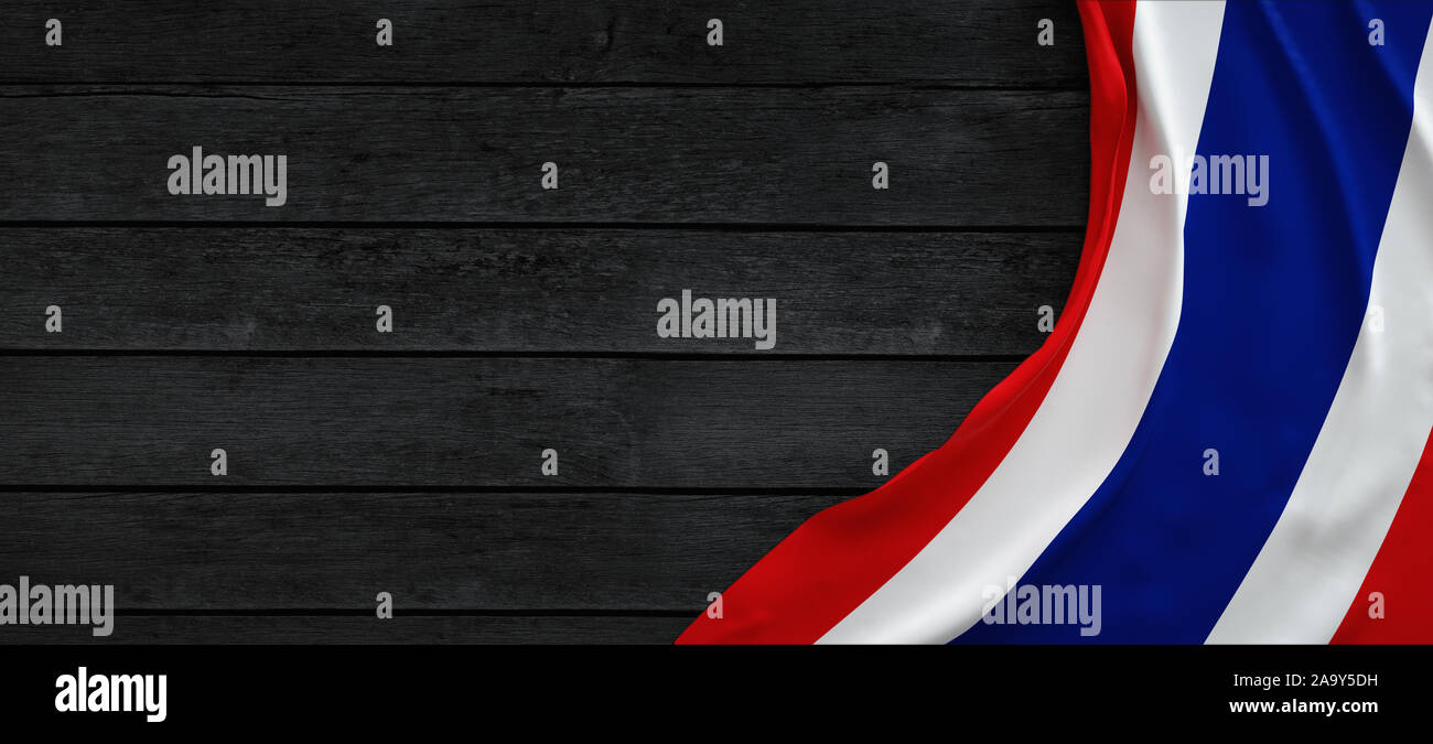 Flag of Thailand, fabric on dark wood Stock Photo - Alamy