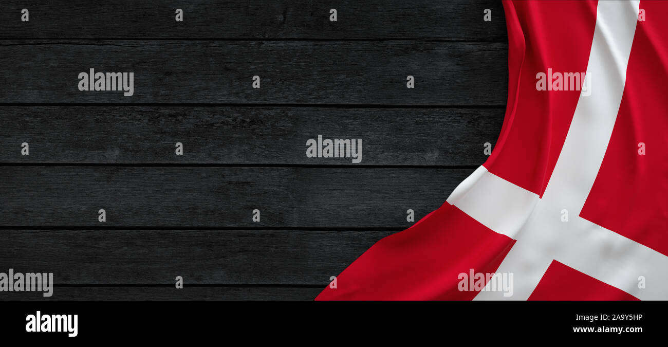 Flag of the Denmark, fabric on dark wood Stock Photo - Alamy
