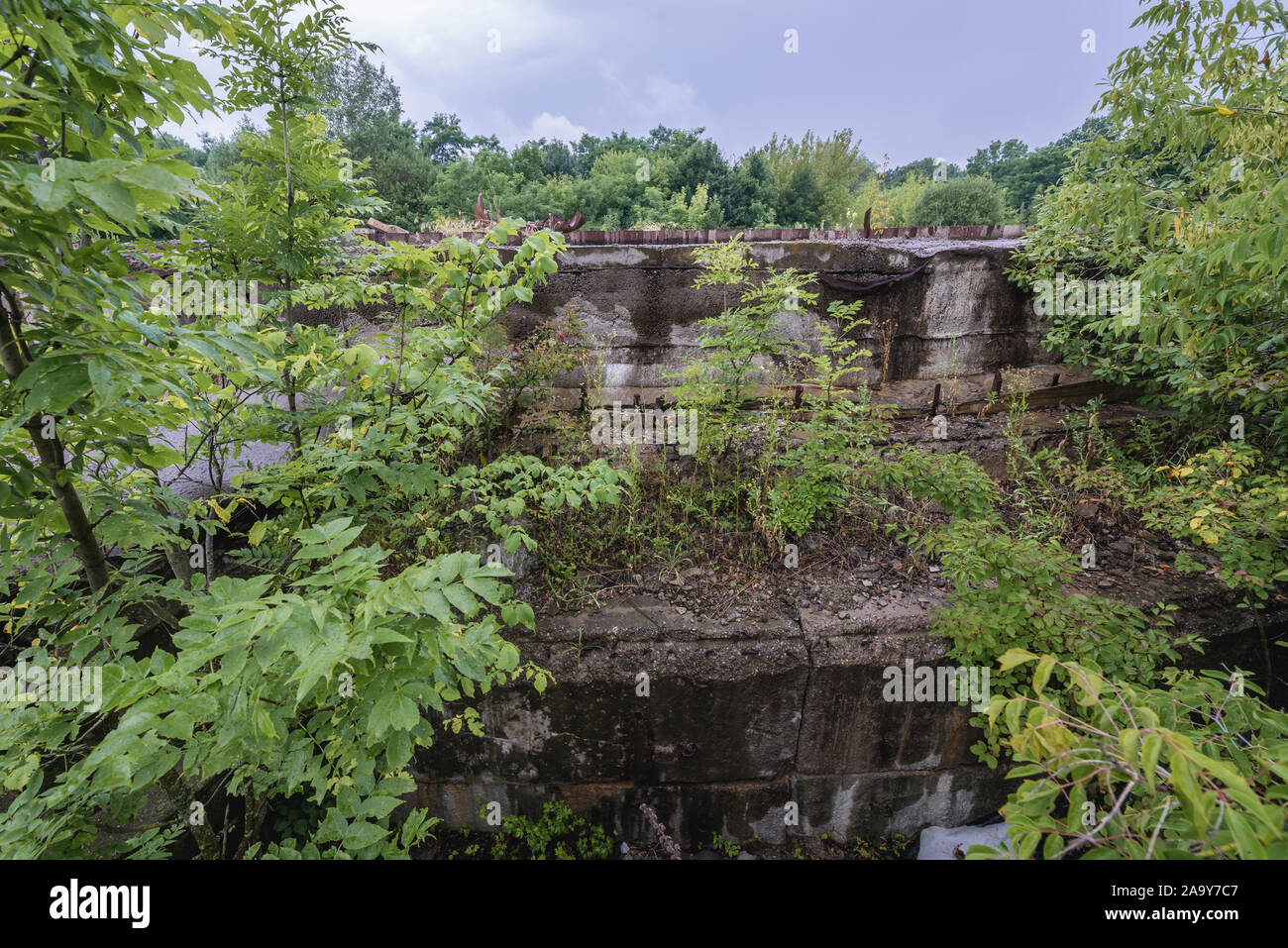 Exterior of Object 1180 - Soviet abandoned reserve command post bunker of Warsaw Pact from Cold War period near Oliscani village in Moldova Stock Photo