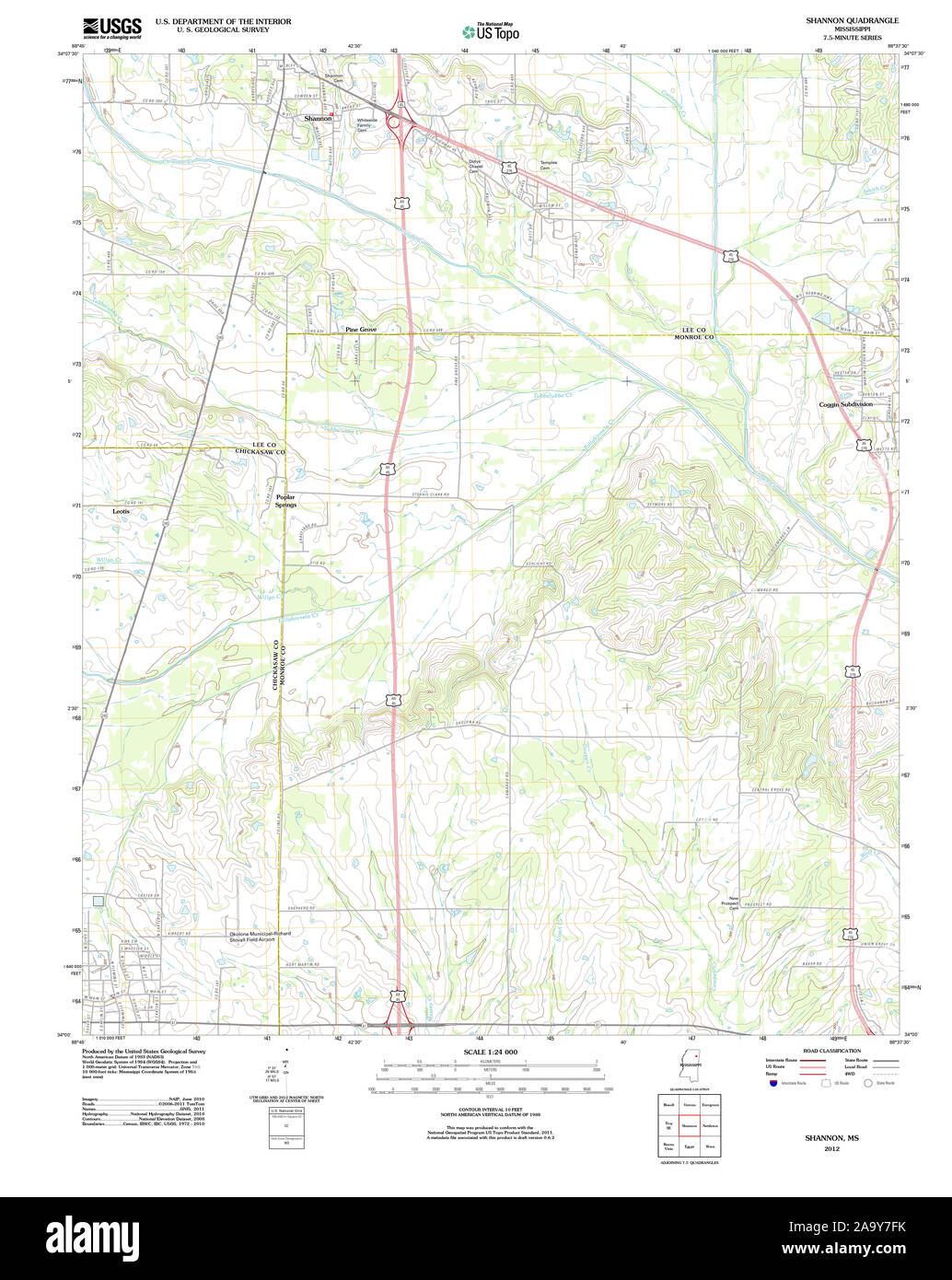 Map of shannon mississippi hires stock photography and images Alamy