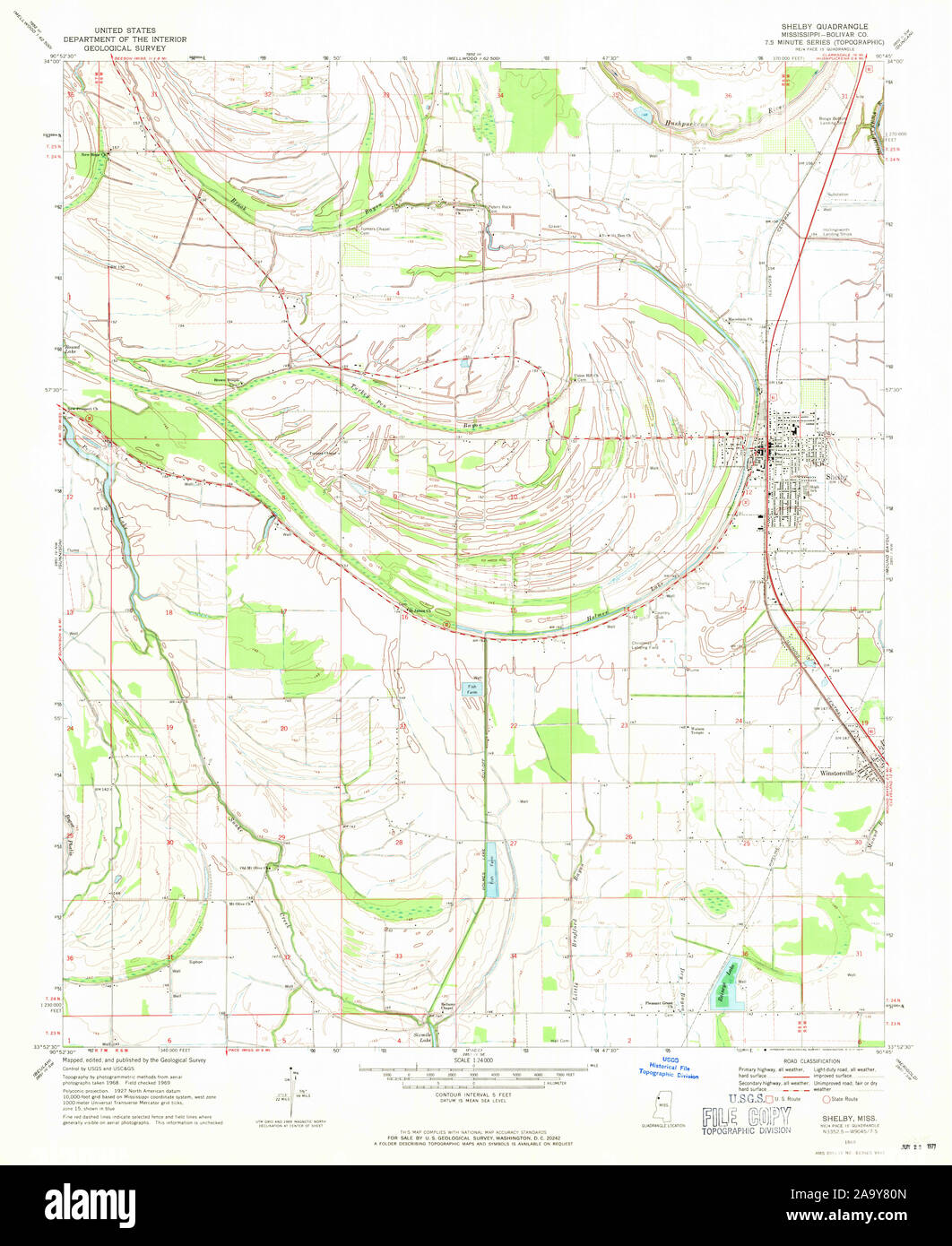 Shelby Mississippi Map Hi Res Stock Photography And Images Alamy   Usgs Topo Map Mississippi Ms Shelby 336468 1969 24000 Restoration 2A9Y80N 