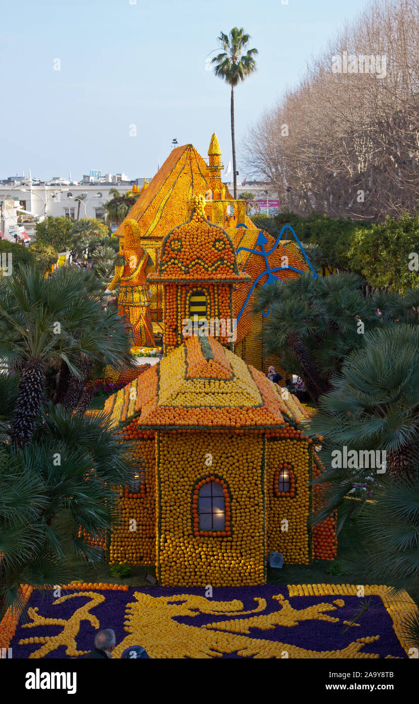 Lemon Festival, Fete du Citron, on French Riviera. Architectural ...