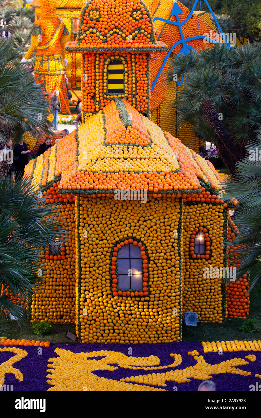 Lemon Festival, Fete du Citron, on French Riviera. Architectural ...