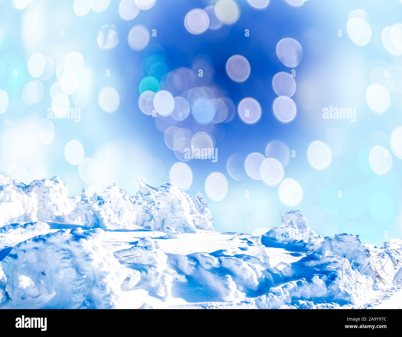 wintery christmas background with bokeh Stock Photo