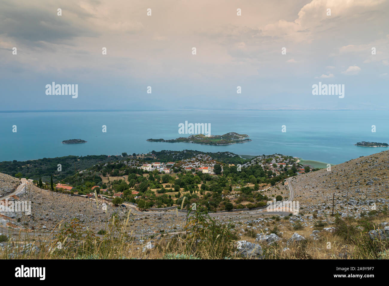 Murichi. Top view from the side of the road. Skadar lake. Montenegro. Stock Photo