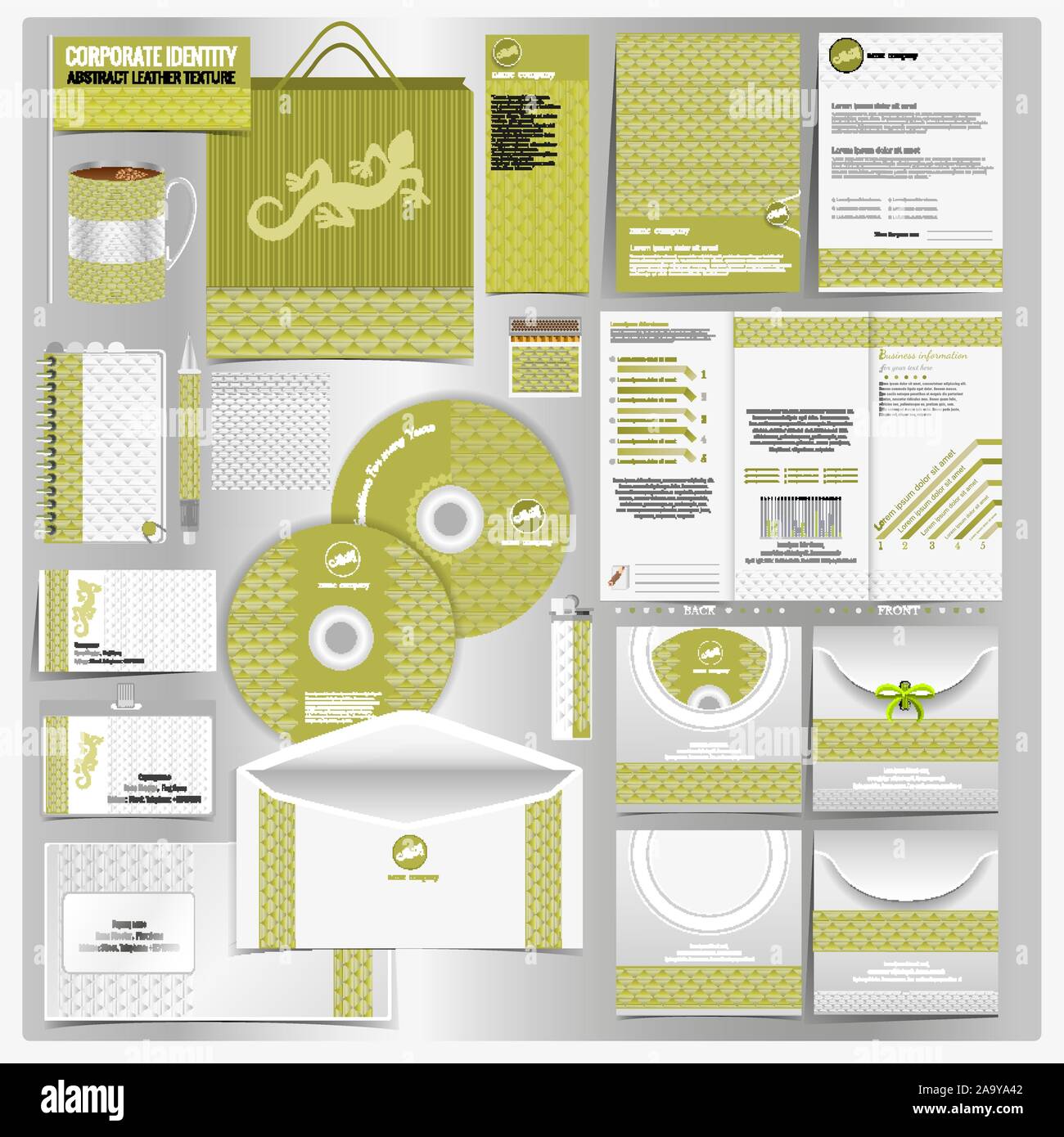 Green corporate identity template with nature style with lizard skin