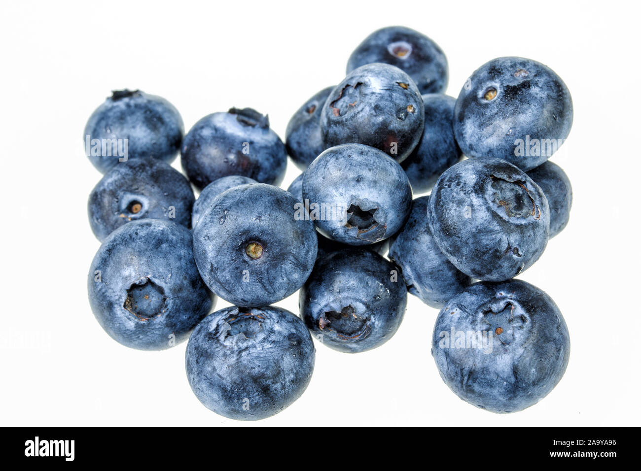 A Pile of Fresh Blueberry isolated on white background. Fresh Blueberries Stock Photo