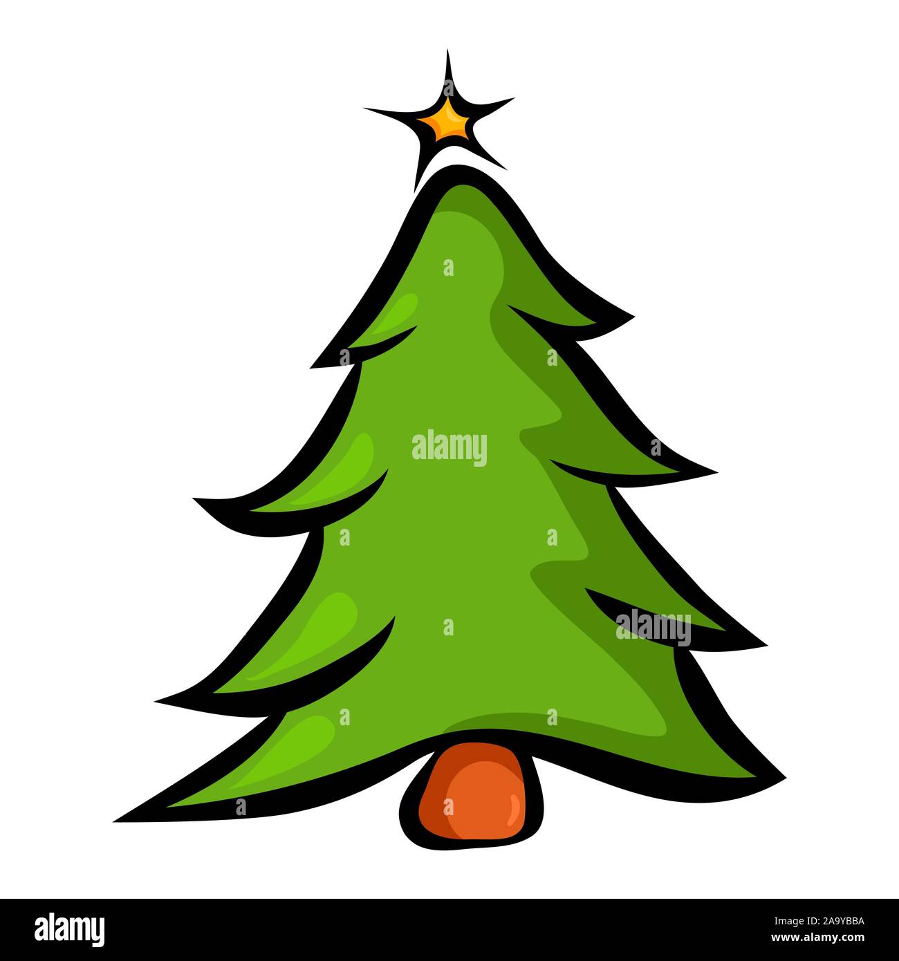 Christmas tree, Spruce cartoon symbol of evergreen pine tree isolated on white background Stock Vector
