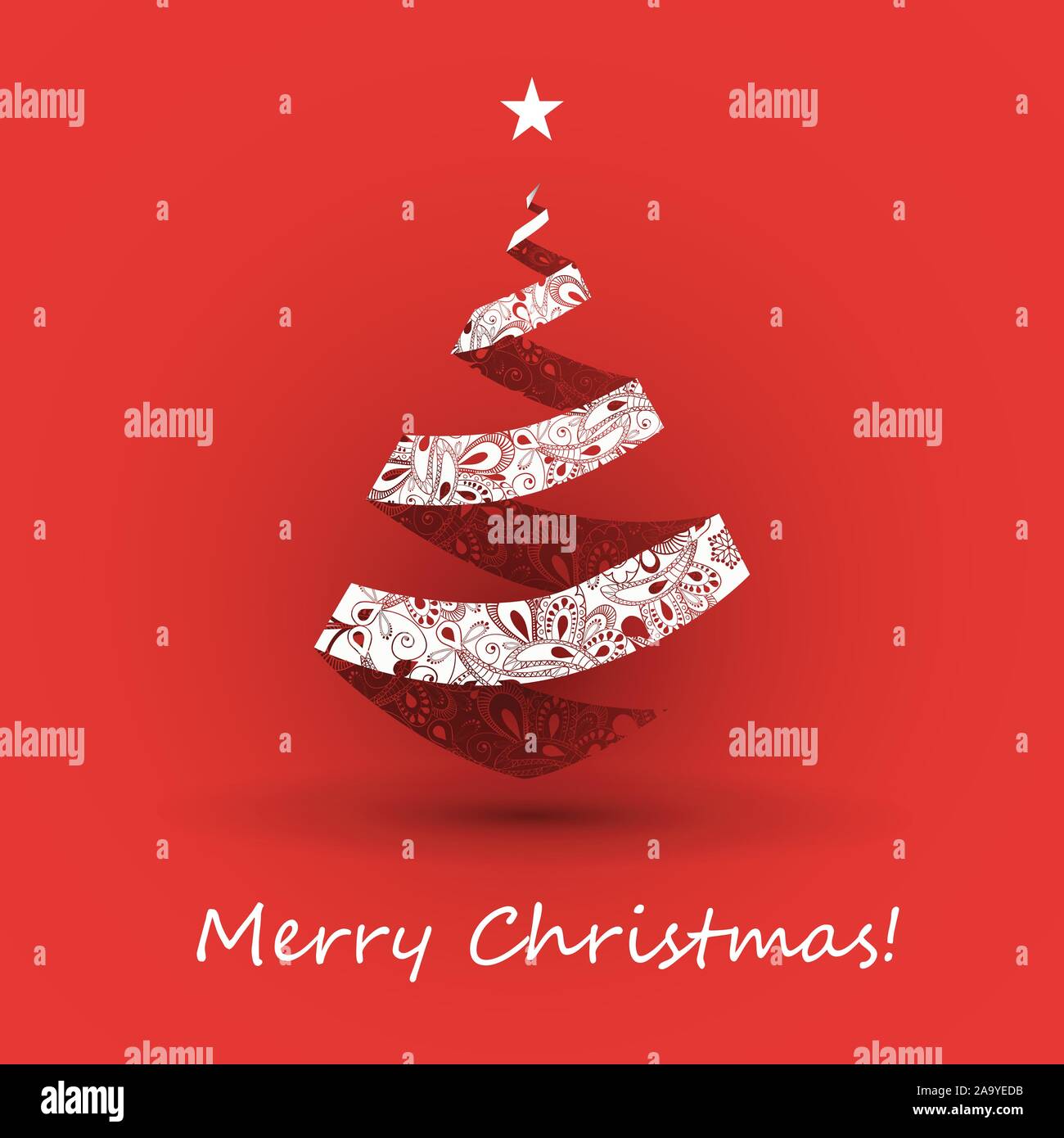 Origami Christmas Tree Card with Ornamental Pattern Design Template ...