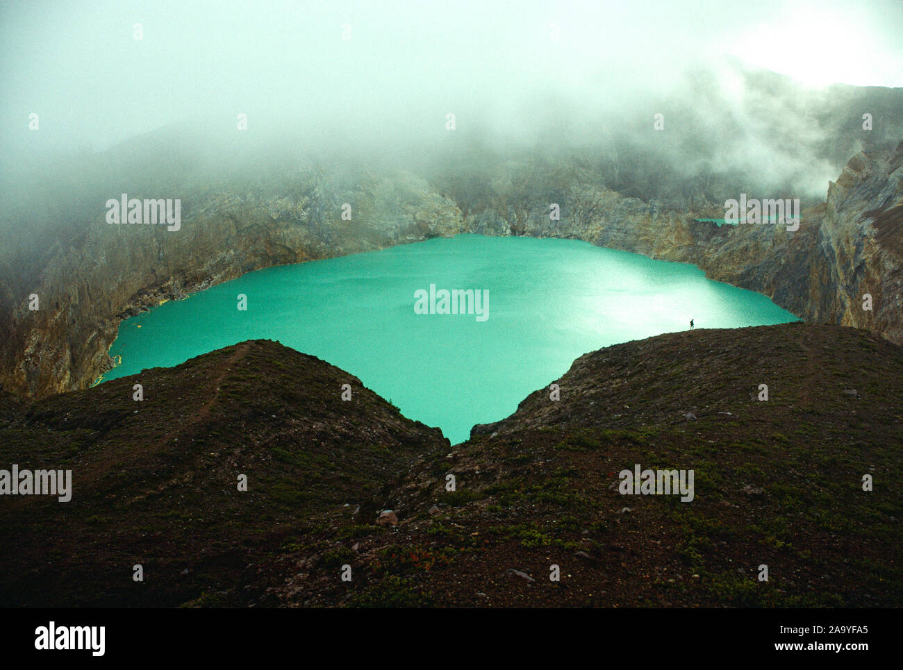 Indonesia. Flores. Kelimutu volcano crater lake. Stock Photo