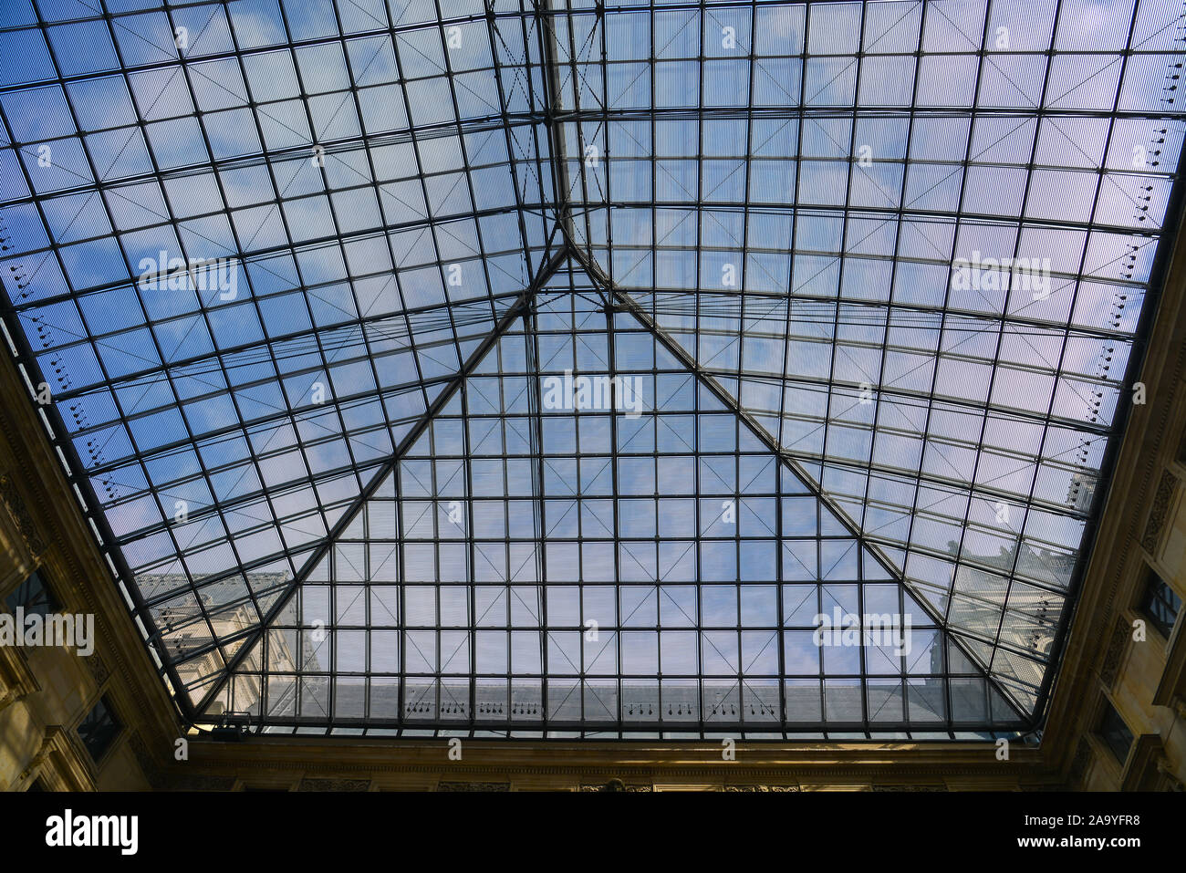 Paris, France - Oct 3, 2018. Interior of Louvre Museum in Paris, France. Louvre was the world most visited art museum, receiving 10 million visitors i Stock Photo