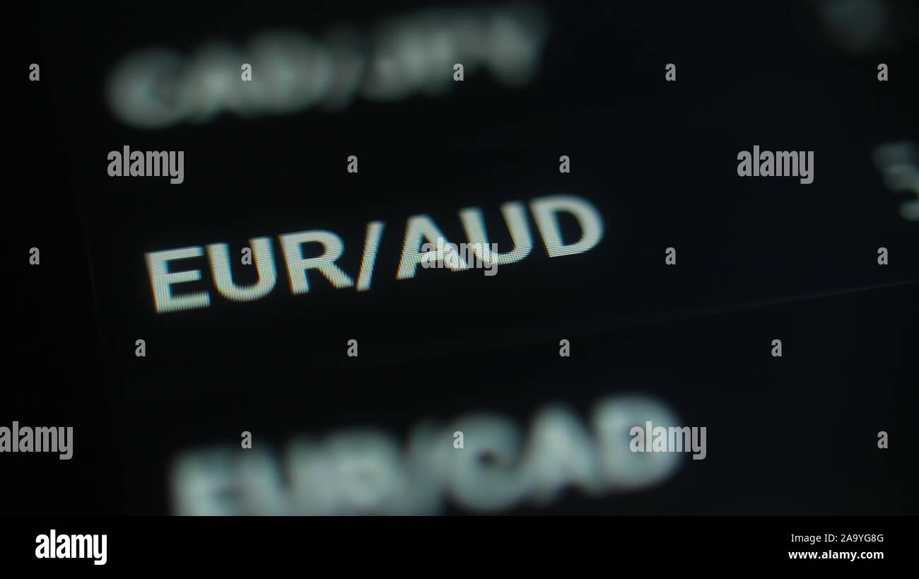 Currency Converter - Euro and Australian dollar (EUR/AUD). Currency  exchange on computer screen Stock Photo - Alamy