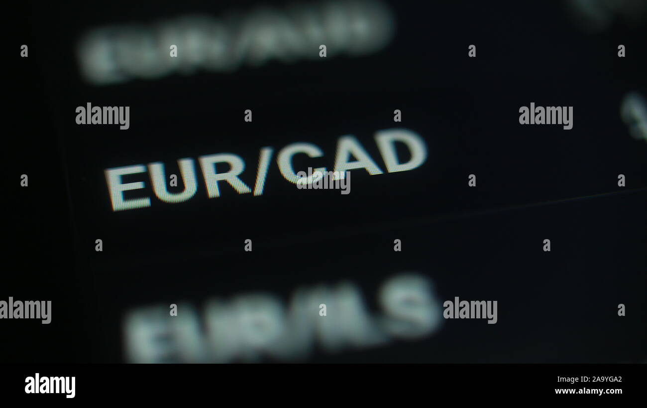 Currency Converter - Euro and Canadian dollar (EUR/CAD). Currency exchange  on computer screen Stock Photo - Alamy