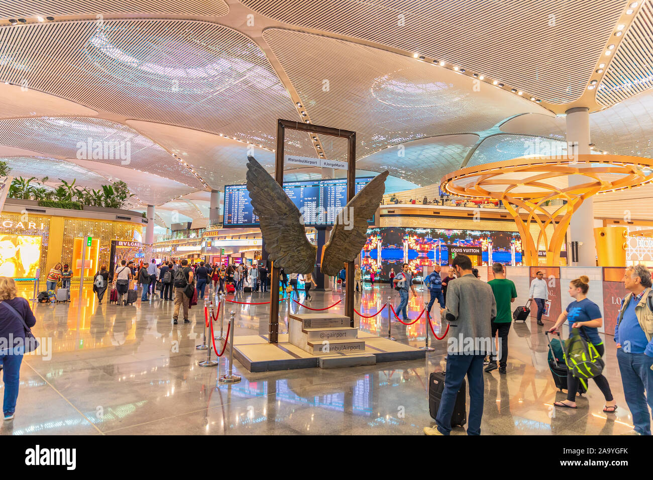 New Istanbul Airport, hall decorations and landmarks Stock Photo