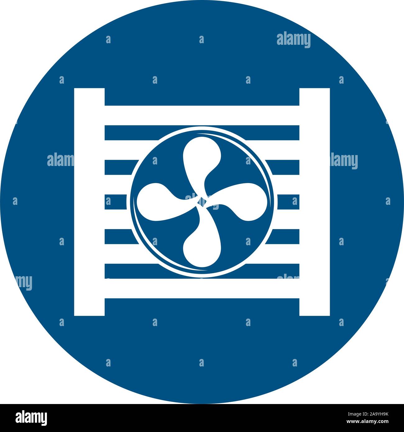 car radiator and fan assembly piece flat Stock Vector