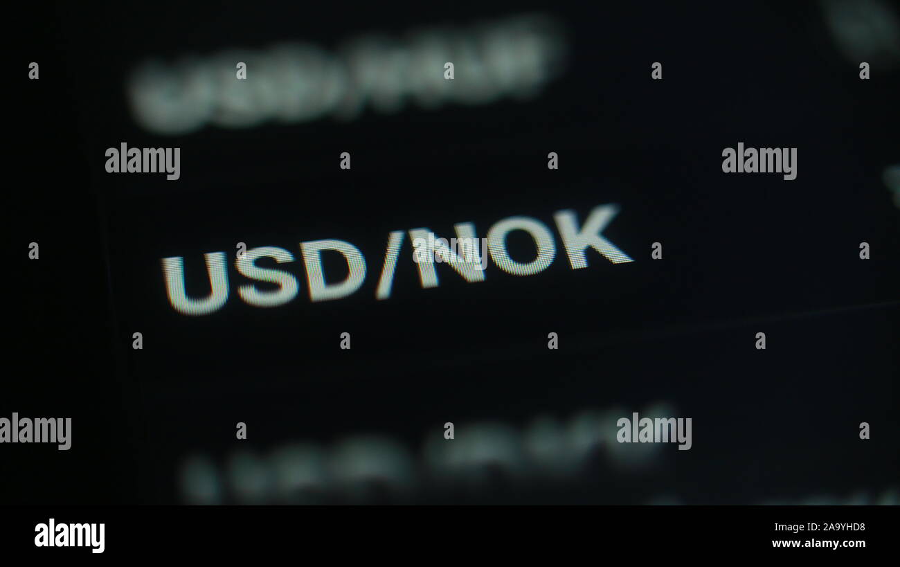 Currency Converter - US dollar and Norwegian krone (USD/NOK). Currency  exchange on computer screen Stock Photo - Alamy