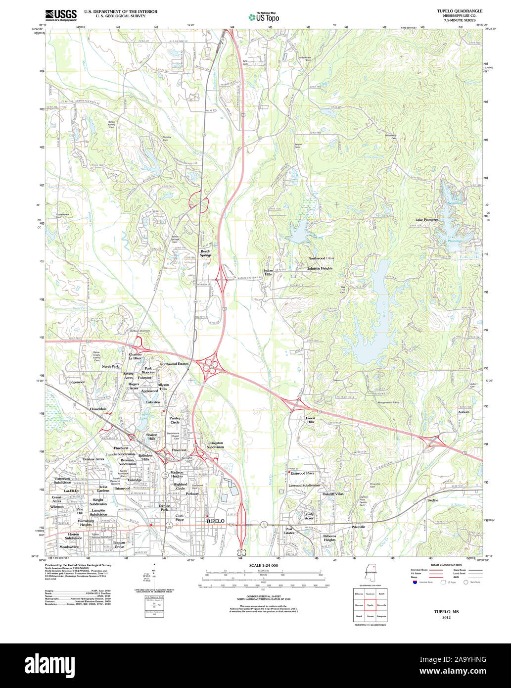 Map of tupelo mississippi Cut Out Stock Images & Pictures Alamy
