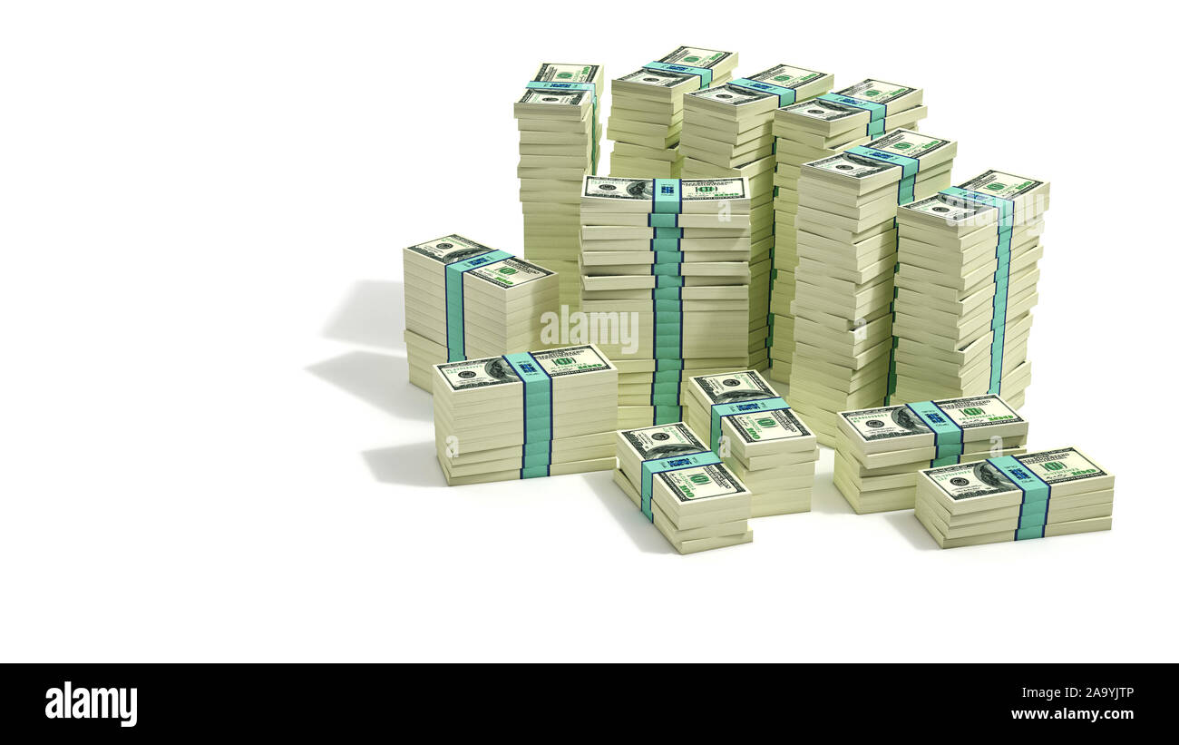 Stacks of 100 Dollar banknotes - 3D Rendering Stock Photo - Alamy