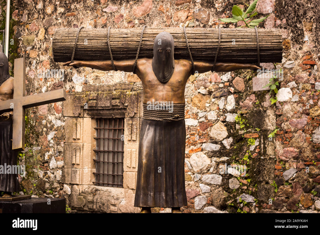 Hooded Medieval Executioner statue in Taxco Guerrero Mexico. Stock Photo