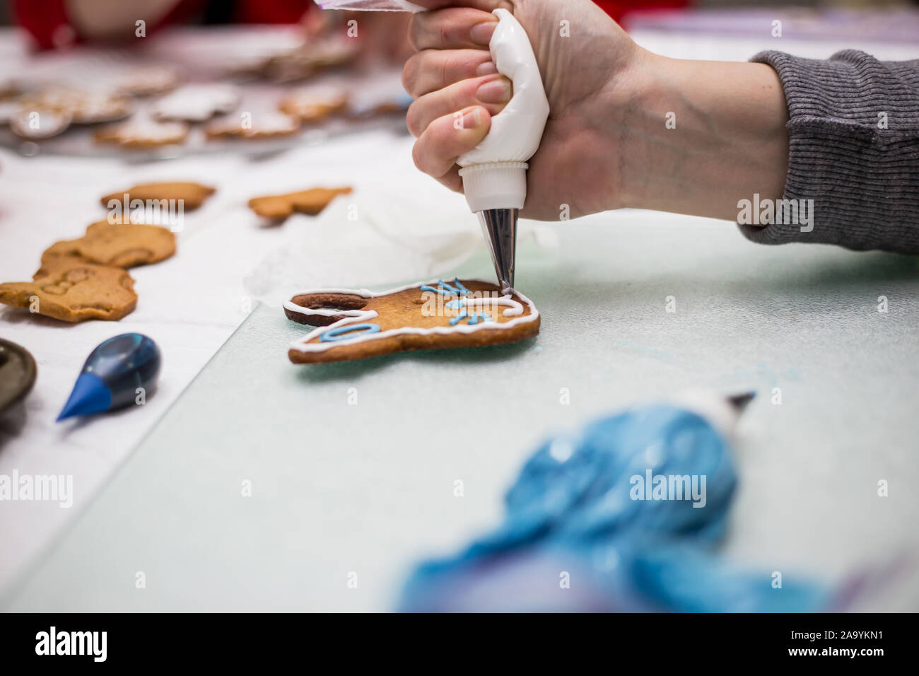 Shaping Shortbread the process of making biscuits, shortbread dough raw, cut shape, sweet ...