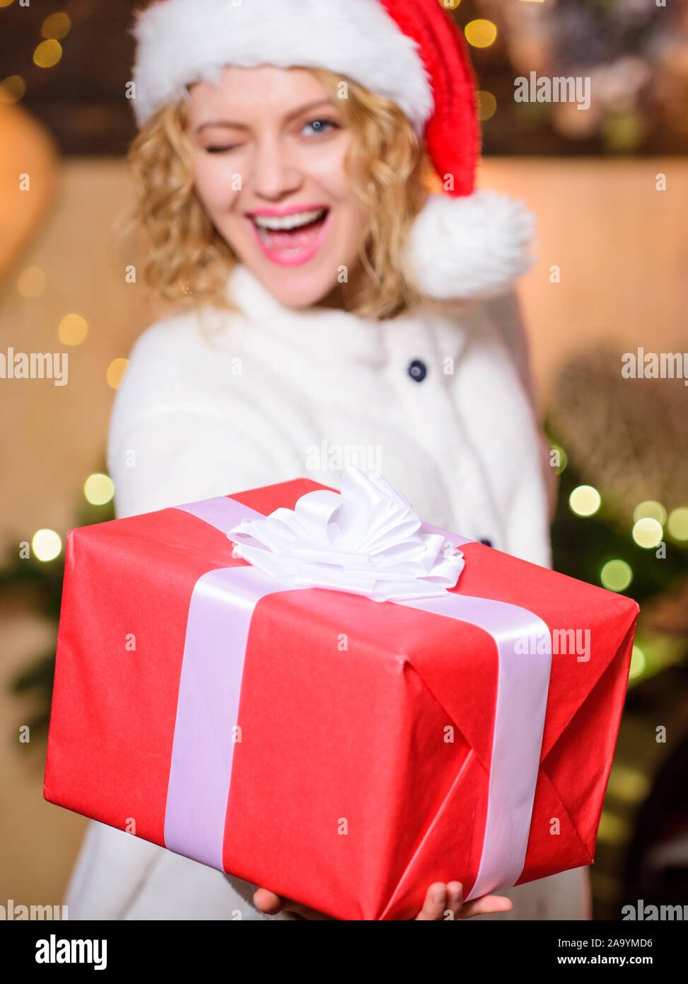 Shipping parcels. Courier delivery service. Christmas bucket list. Girl