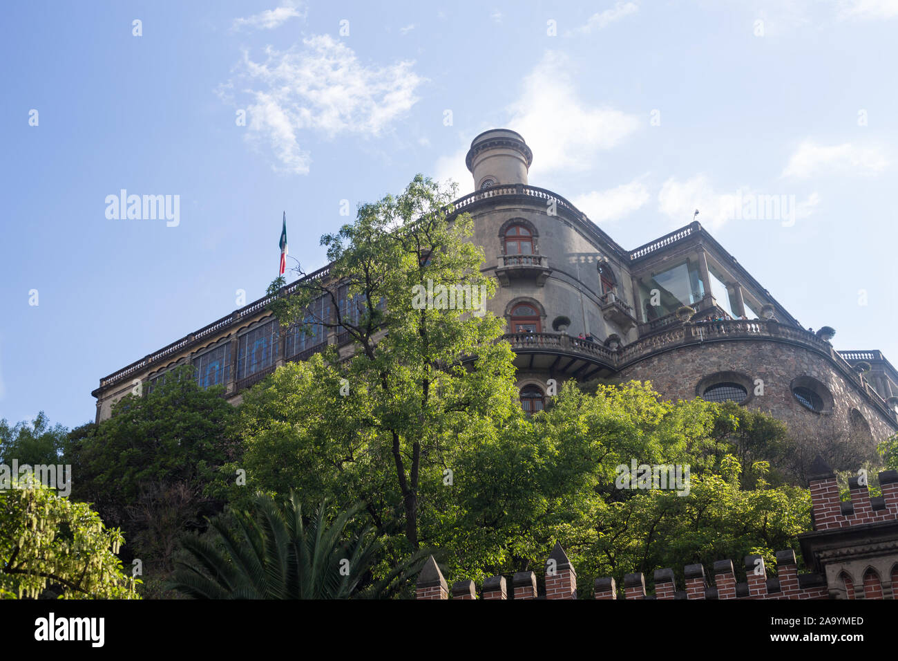 Chapultepec castle in a clear blue sky. Stock Photo