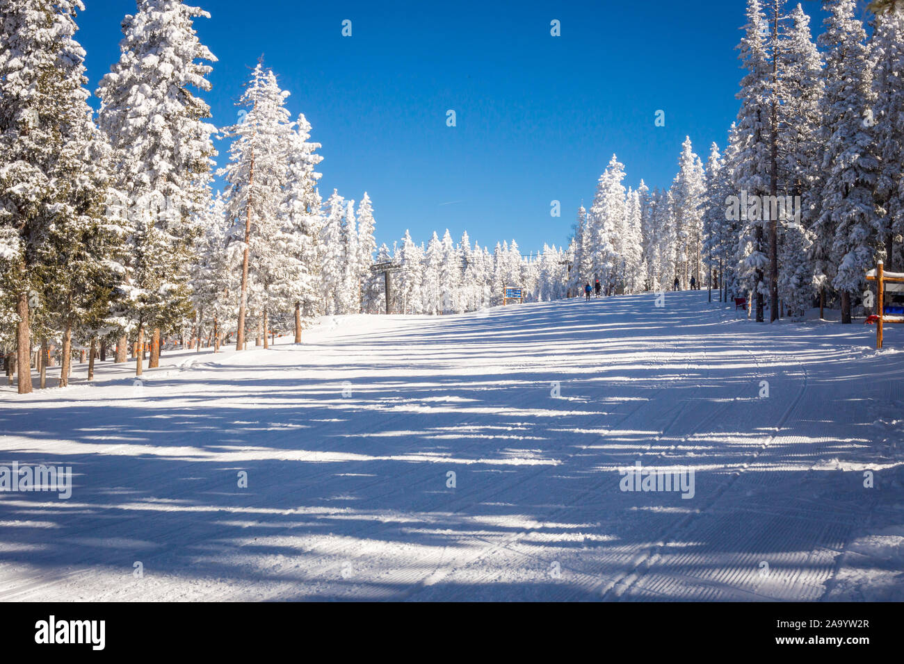 View at the ski slopes piste in the mountains of Angel Fire, New Mexico Stock Photo Alamy