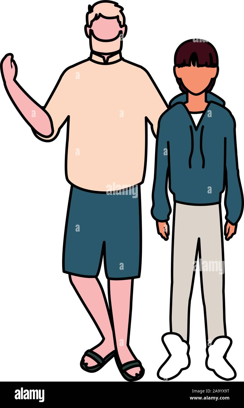 men standing faceless with different poses on white background vector ...