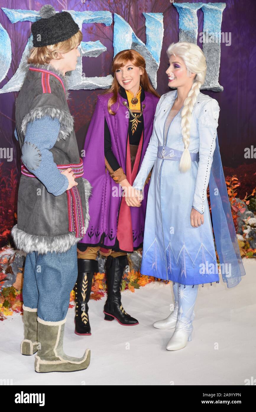 oplichterij skelet Vete Kristoff, Anna, Elsa. "Frozen II" - European Premiere, BFI Southbank,  London. UK Stock Photo - Alamy