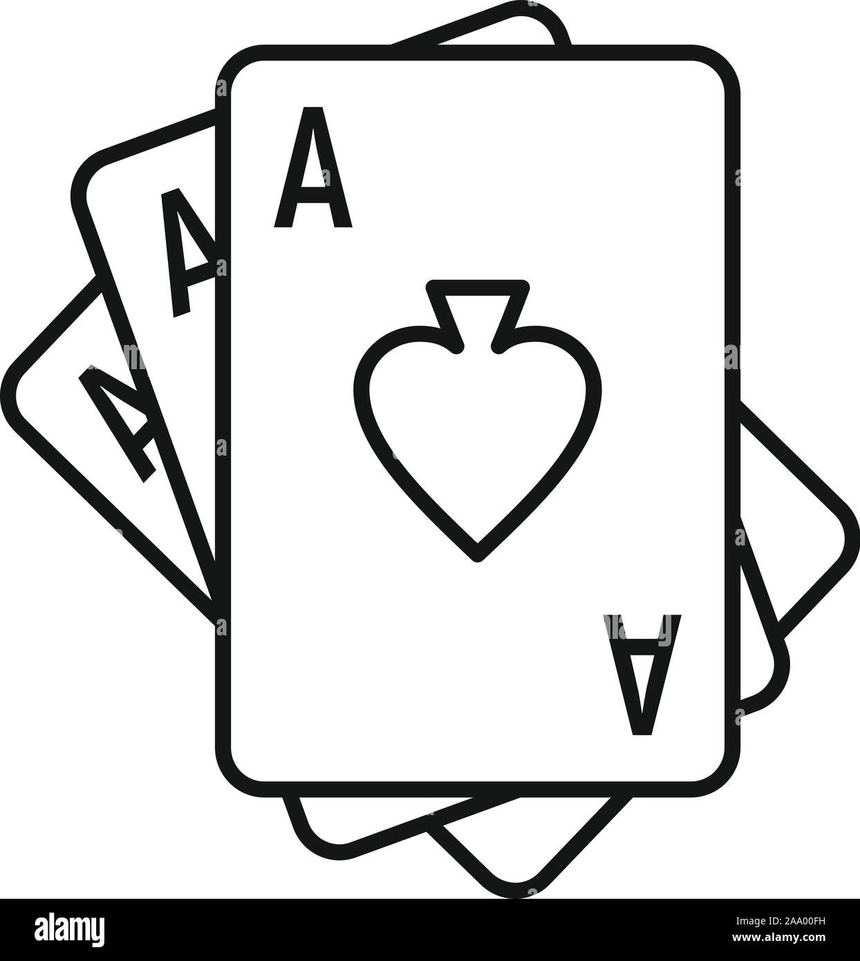Playing cards addiction icon. Outline playing cards addiction vector ...
