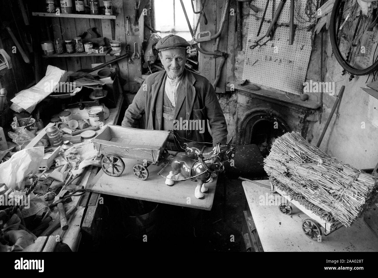 Craftsman model maker in his workshop North Yorkshire 1986 Stock Photo