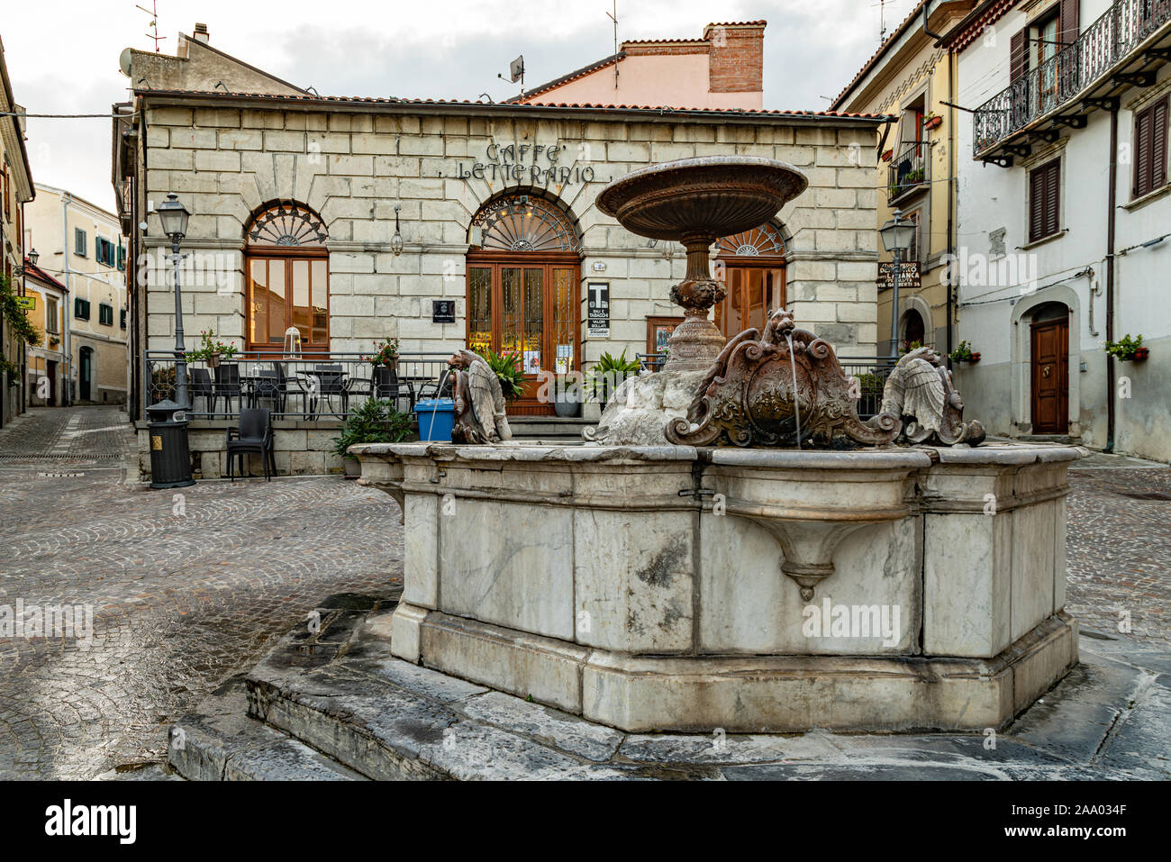 piazza Plebiscito in the historic center of Agnone Stock Photo