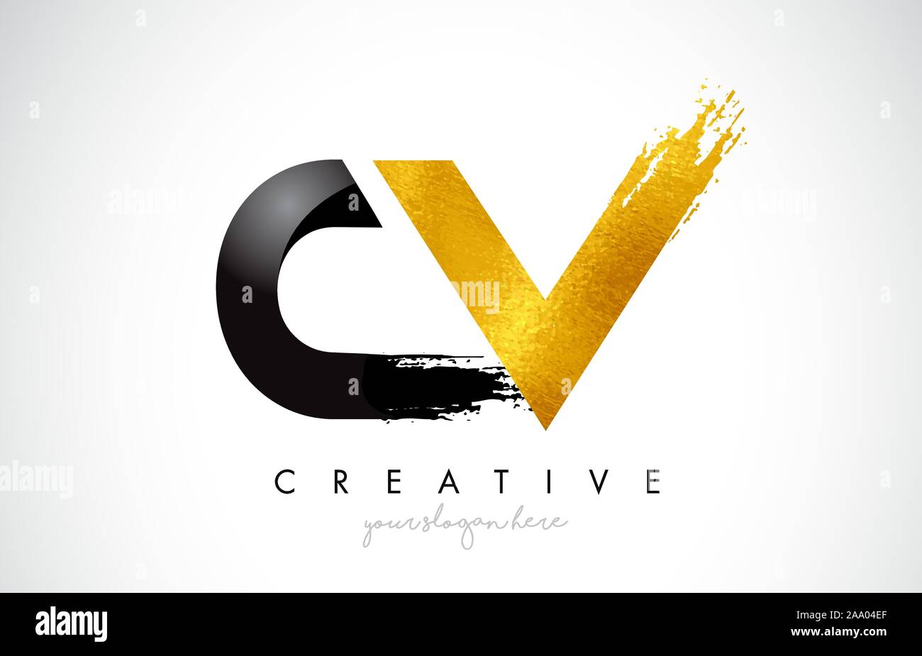 CV Letter Design with Brush Stroke and Modern 3D Look Vector ...