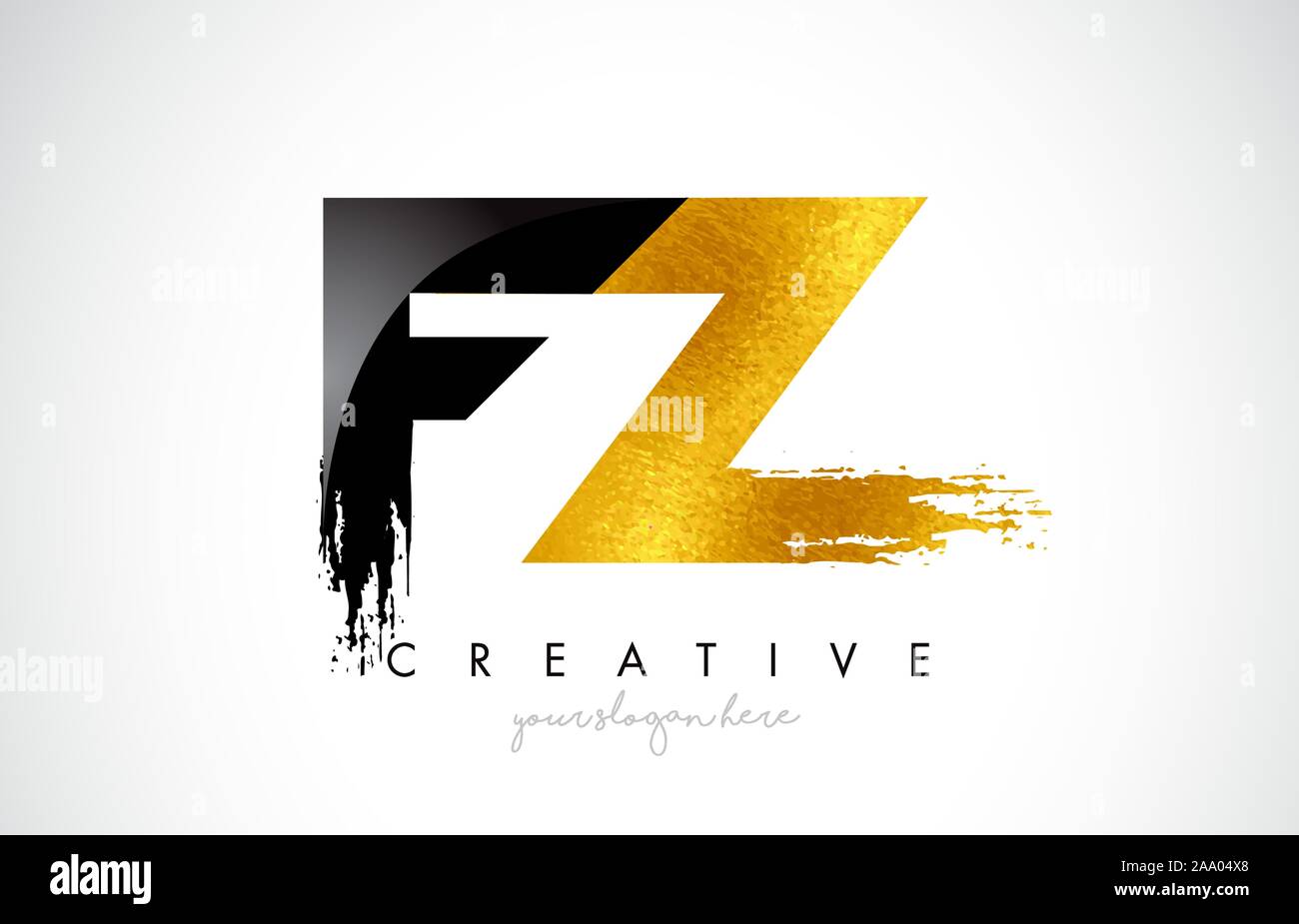 FZ Letter Design with Brush Stroke and Modern 3D Look Vector ...