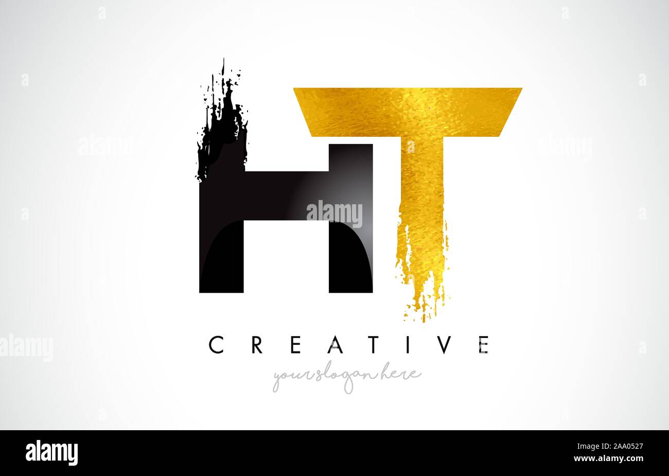 HT Letter Design with Brush Stroke and Modern 3D Look Vector ...