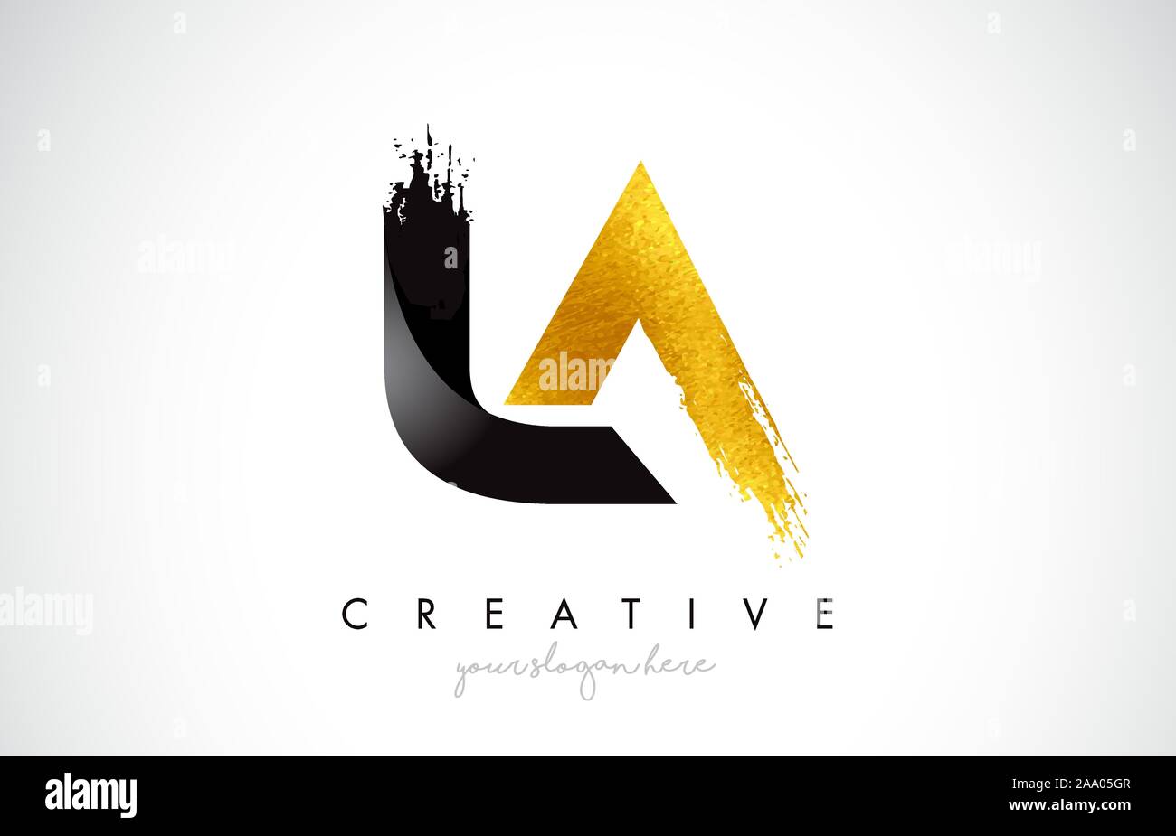 LA Letter Design with Brush Stroke and Modern 3D Look Vector ...
