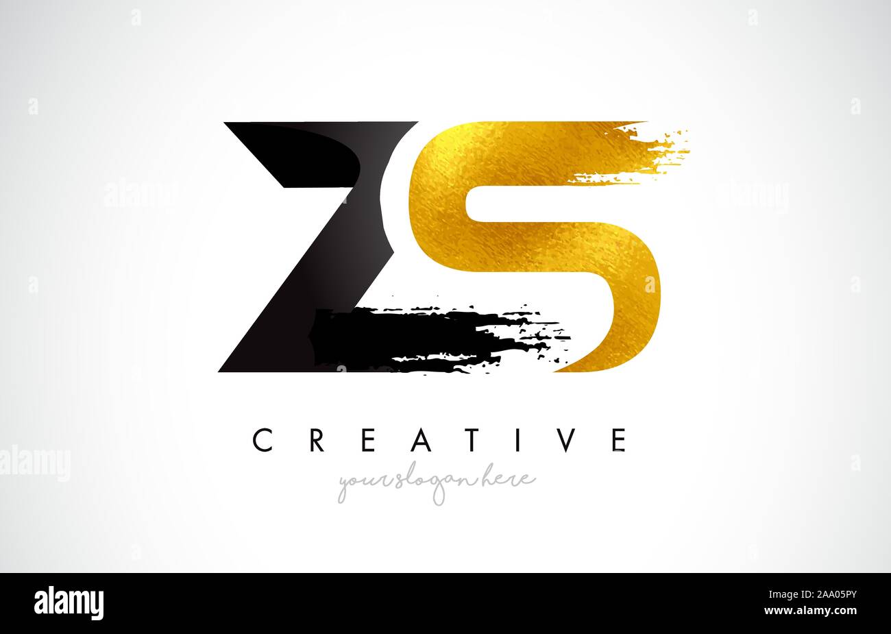 ZD Letter Design with Brush Stroke and Modern 3D Look Vector Illustration. Stock Vector