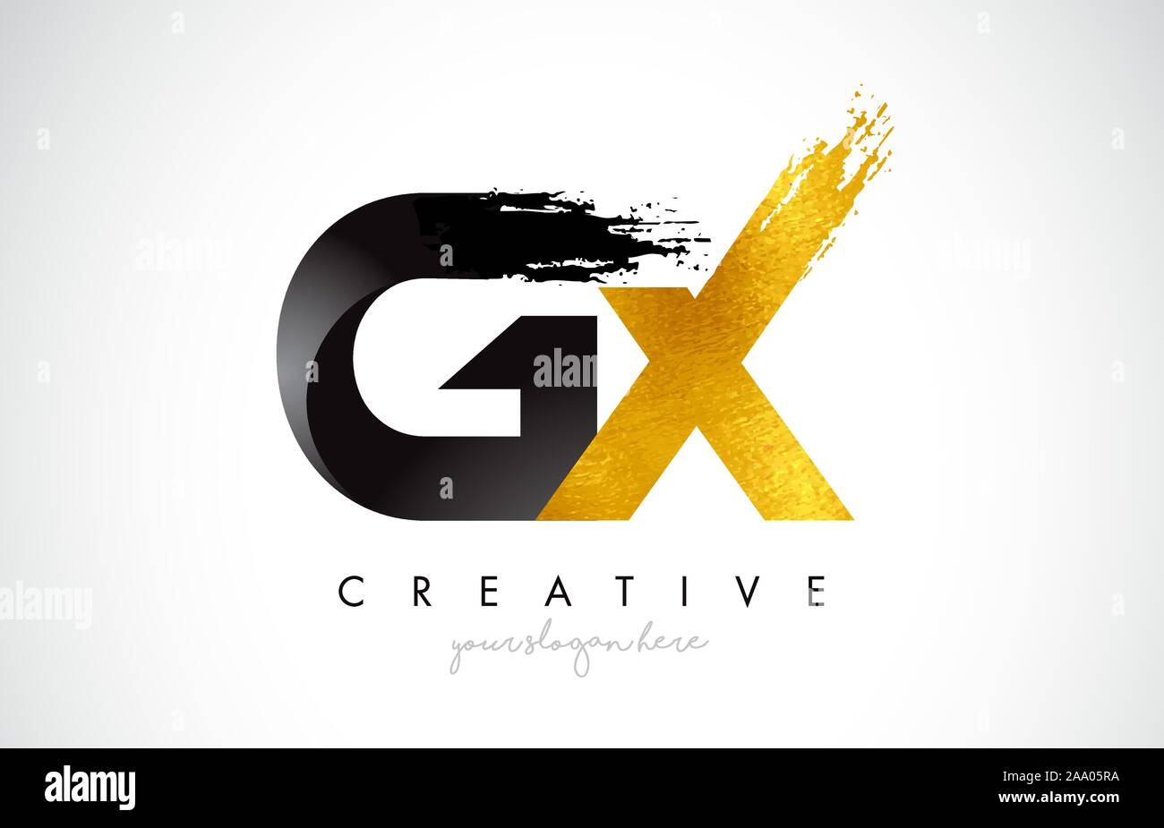 GX Letter Design with Brush Stroke and Modern 3D Look Vector ...