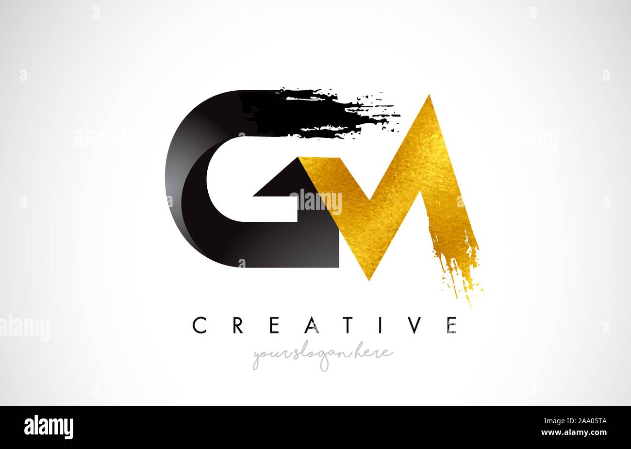 GM Letter Design with Brush Stroke and Modern 3D Look Vector ...