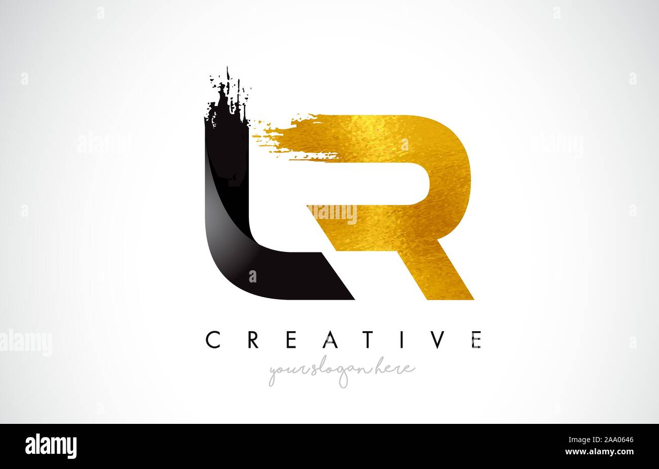 LR Letter Design with Brush Stroke and Modern 3D Look Vector ...