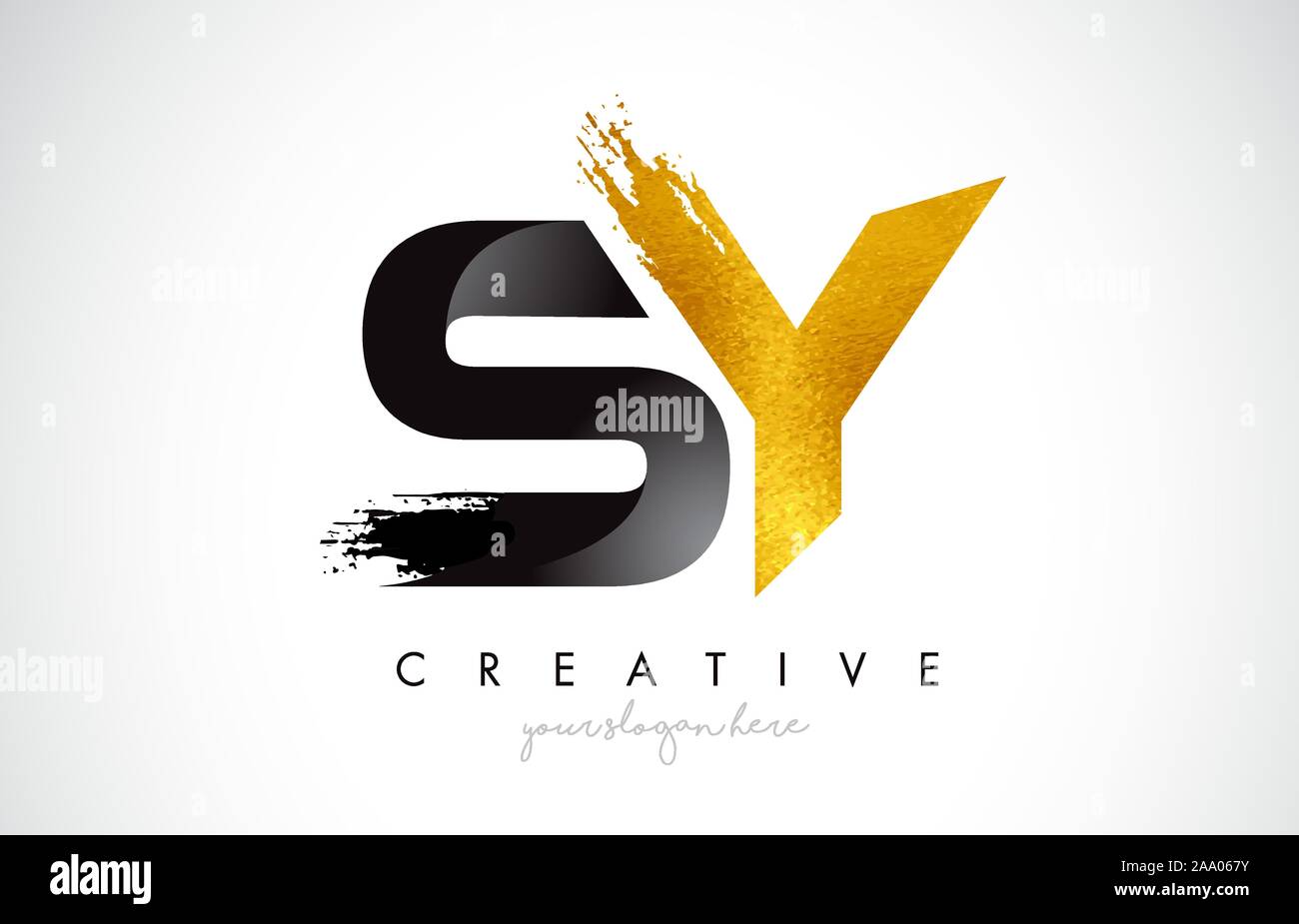 SY Letter Design with Brush Stroke and Modern 3D Look Vector ...