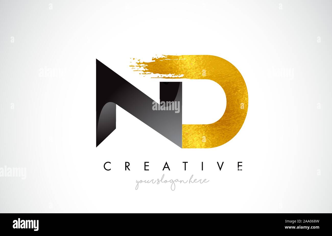 ND Letter Design with Brush Stroke and Modern 3D Look Vector ...