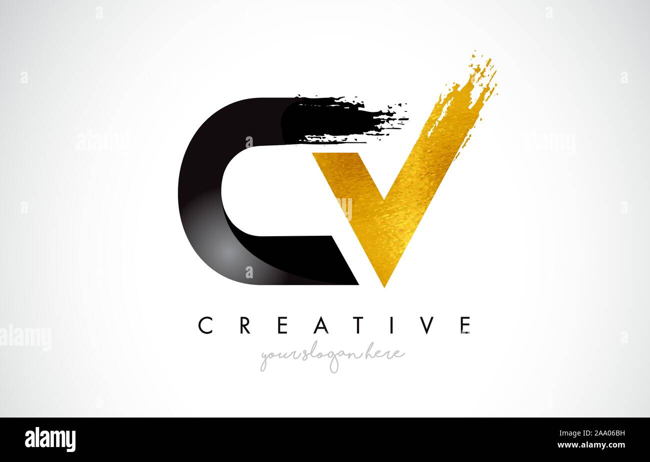CV Letter Design with Brush Stroke and Modern 3D Look Vector ...