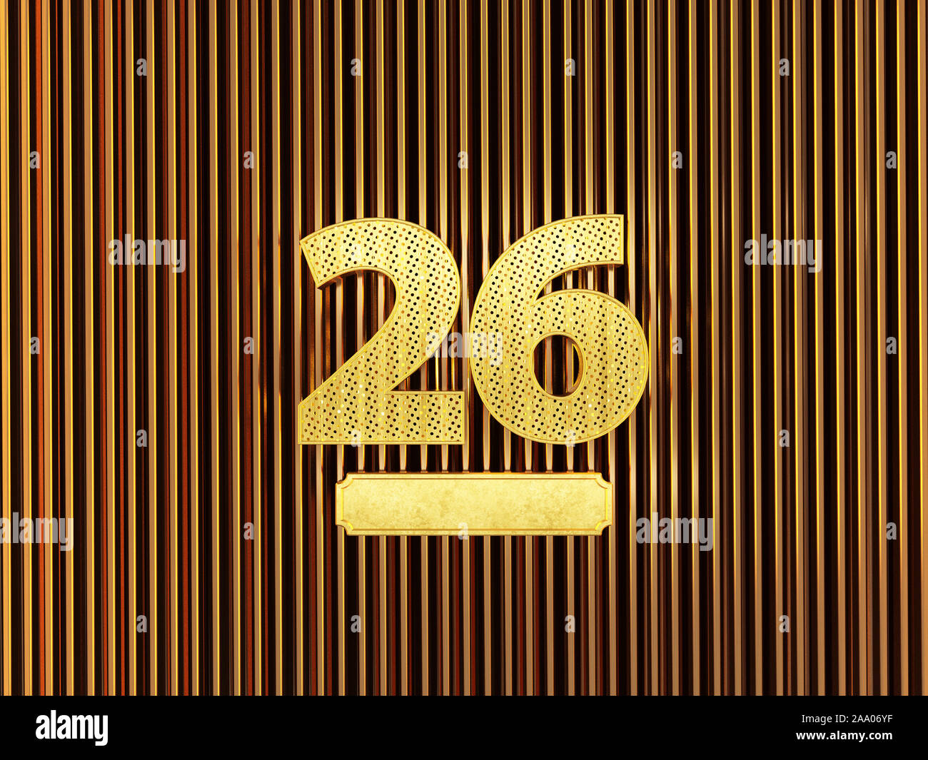 number 26 (number twenty-six) perforated with small holes on the metal ...