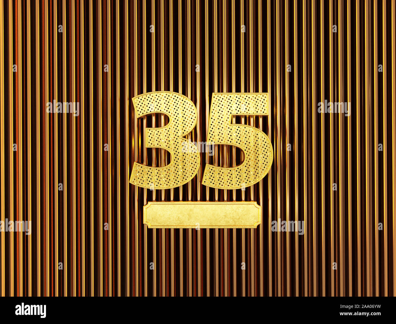 number 35 (number thirty-five) perforated with small holes on the metal ...
