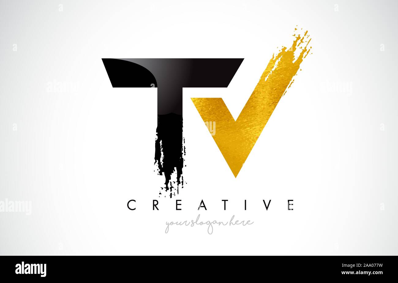 TV Letter Design with Brush Stroke and Modern 3D Look Vector ...
