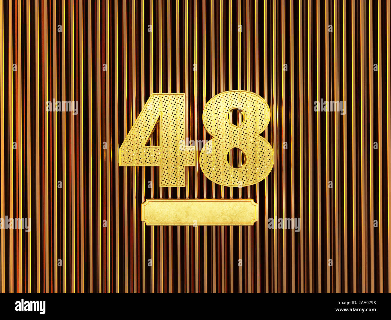 number 48 (number forty-eight) perforated with small holes on the metal ...