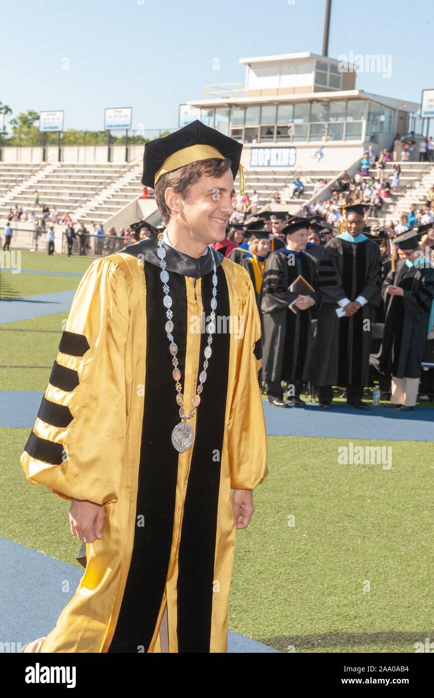 President Ronald Daniels participates in a commencement or graduation ceremony at the Johns Hopkins University in Baltimore, Maryland, May 21, 2009. From the Homewood Photography collection. () Stock Photo
